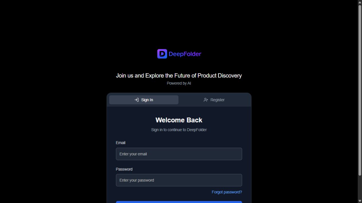 Startseite von DeepFolder